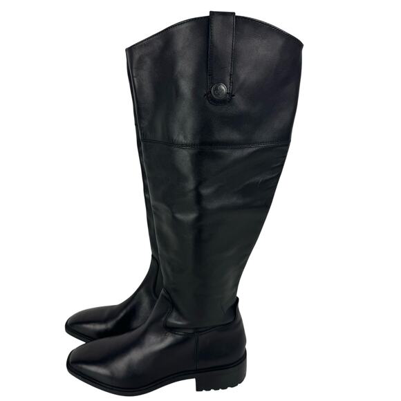 SAM EDELMAN DRINA KNEE HIGH LEATHER RIDING BOOTS IN BLACK NWOB WOMEN'S SIZE 7M - Picture 2 of 16
